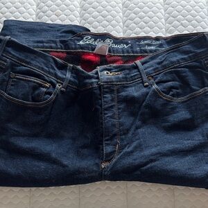 Eddie Bauer Women's Deep Indigo Flannel Lined Jeans